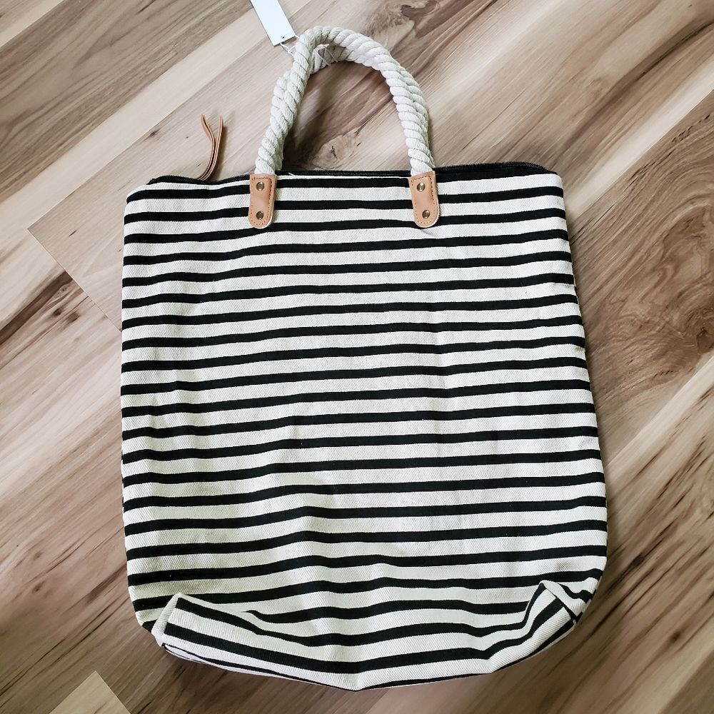 NWT Striped Canvas Tote Bag